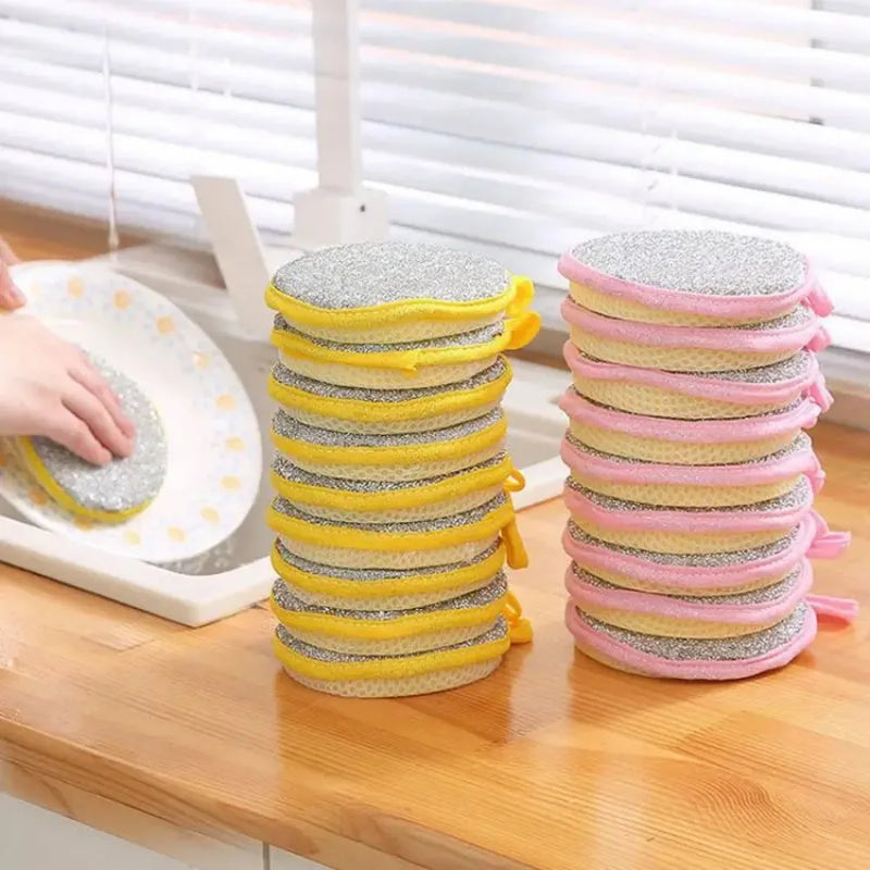 10PCS Double Side Dishwashing Sponge Dish Washing Brush Pan Pot Dish Wash Sponges Household Cleaning Reusable Kitchen Tool